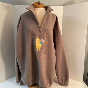 Disney 3X quarter zip fleece with Pooh and piglet embroidered on front.